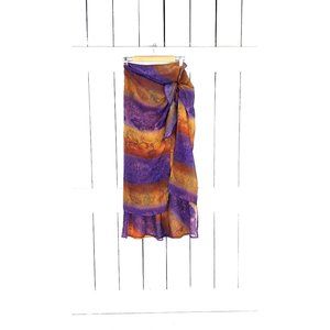 Von Saken sheer striped paisley long faux wrap skirt cover up